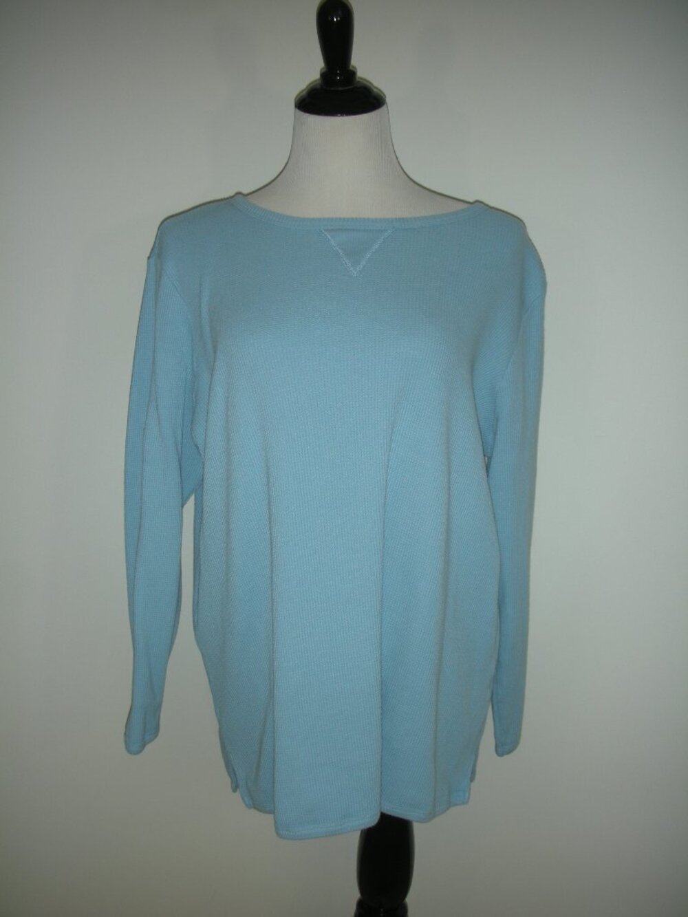 Within Women's Light Blue Waffle Knit Long Sleeve Top Size Large Casual Cotton B